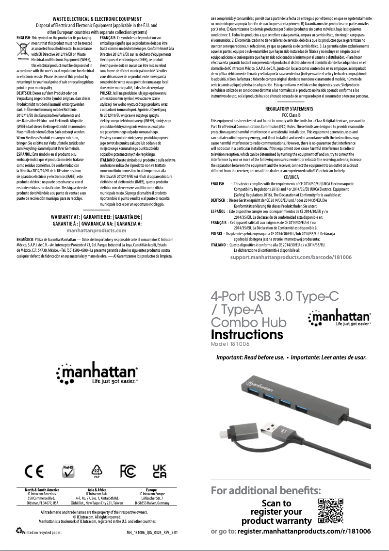 First page image of the manual for 181006