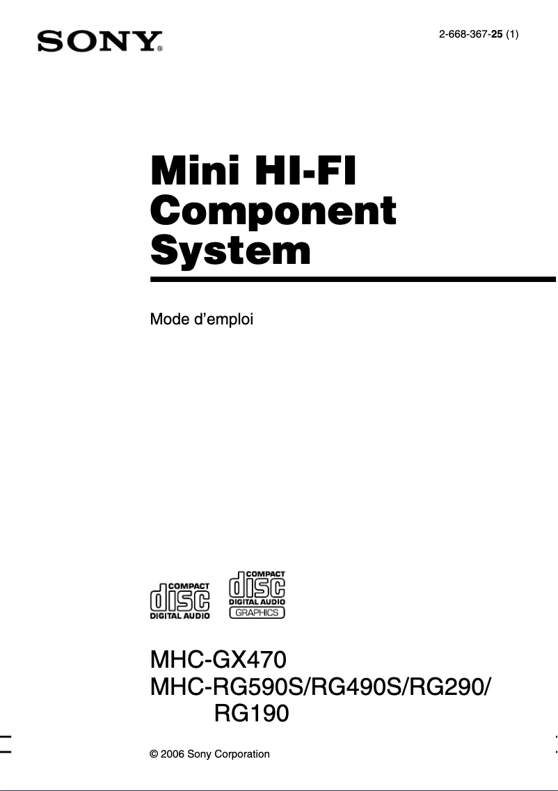 Page 1 of the manual User Manual Sony MHC-RG490S