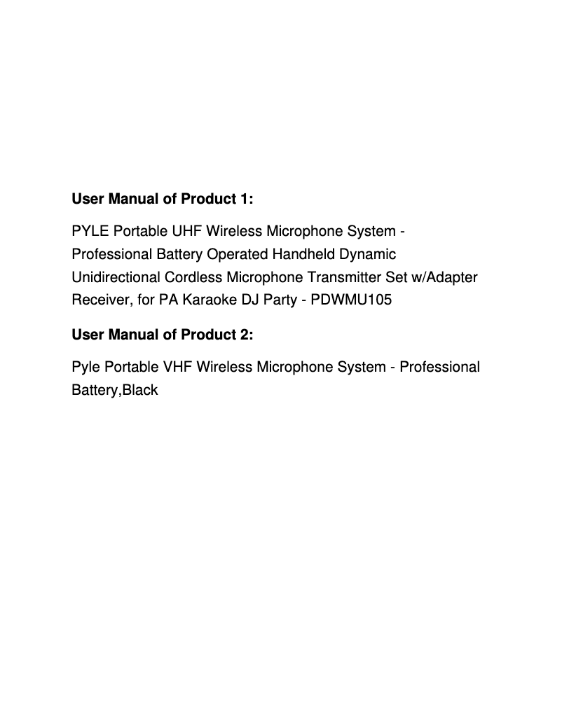 Page 1 of the manual User Manual Pyle PDWMU105