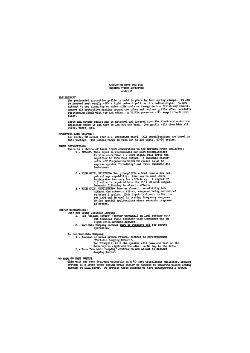 First page image of the manual for Model 2