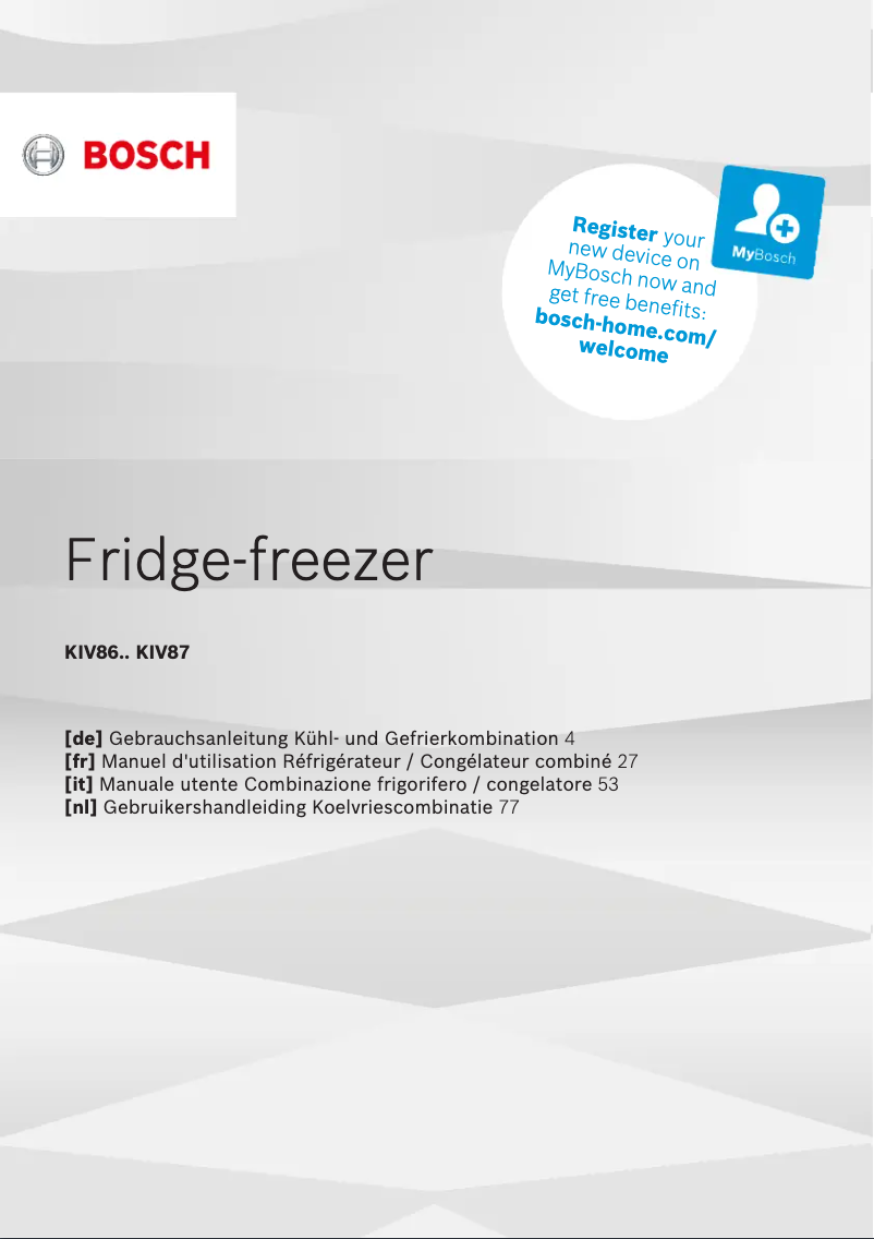 Page 1 of the manual User Manual Bosch MKK178SE4A