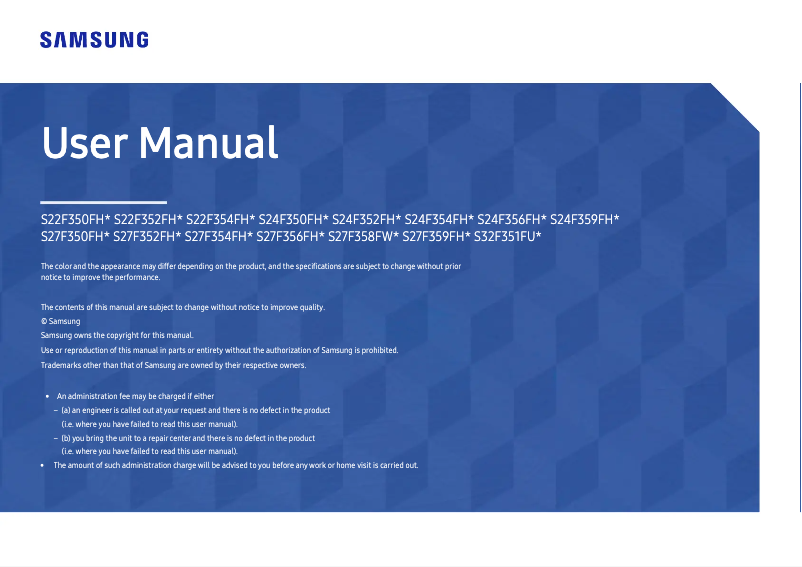 Page 1 of the manual User Manual Samsung LS24F350FHRXXU