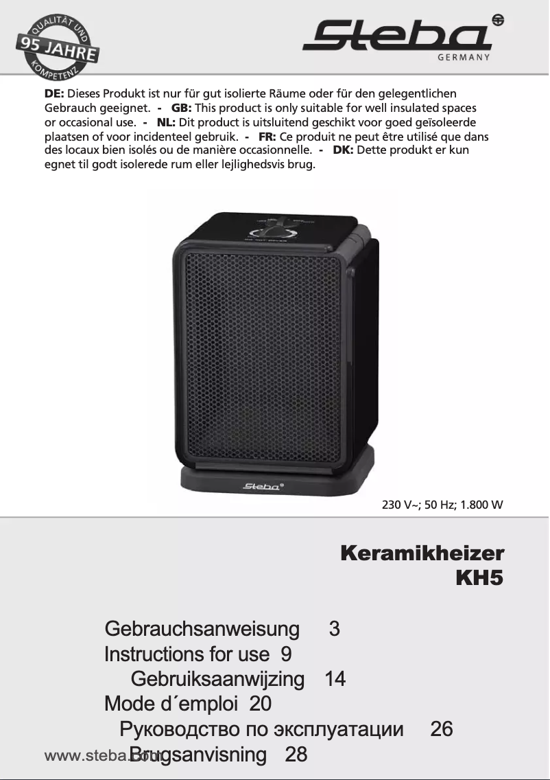 Page 1 of the manual User Manual Steba KH 5