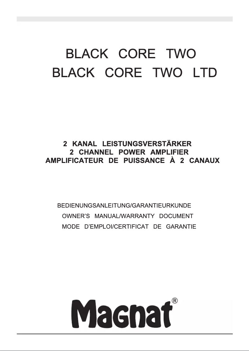 First page image of the manual for Black Core Two
