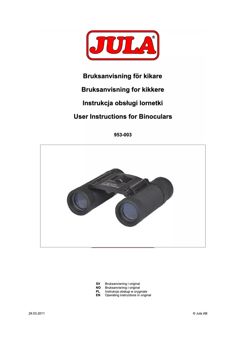 Page 1 of the manual User Manual Kayoba 953-003