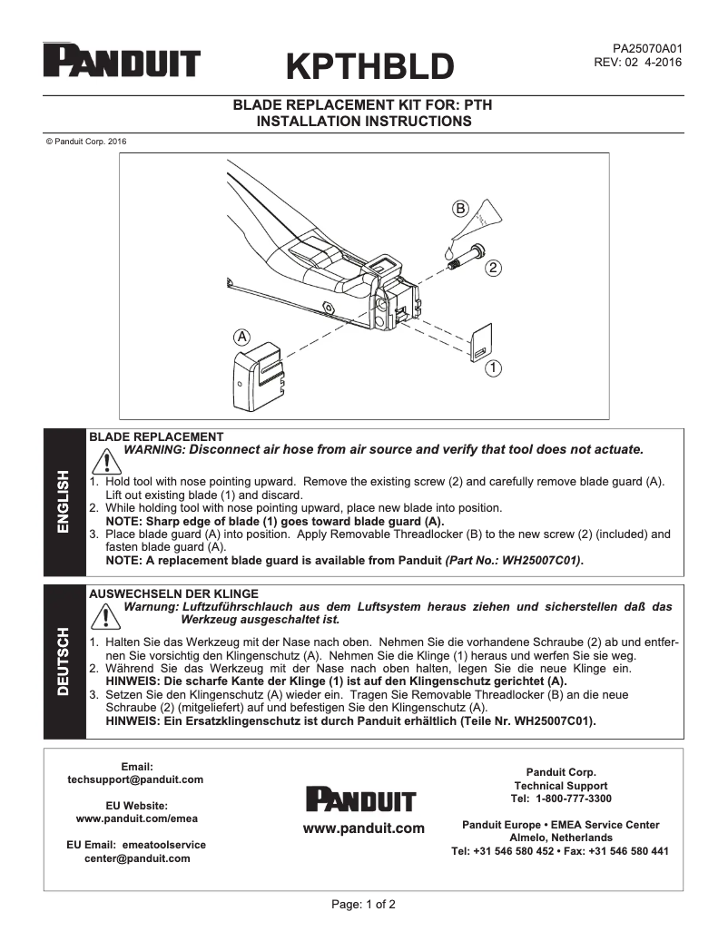First page image of the manual for PTH