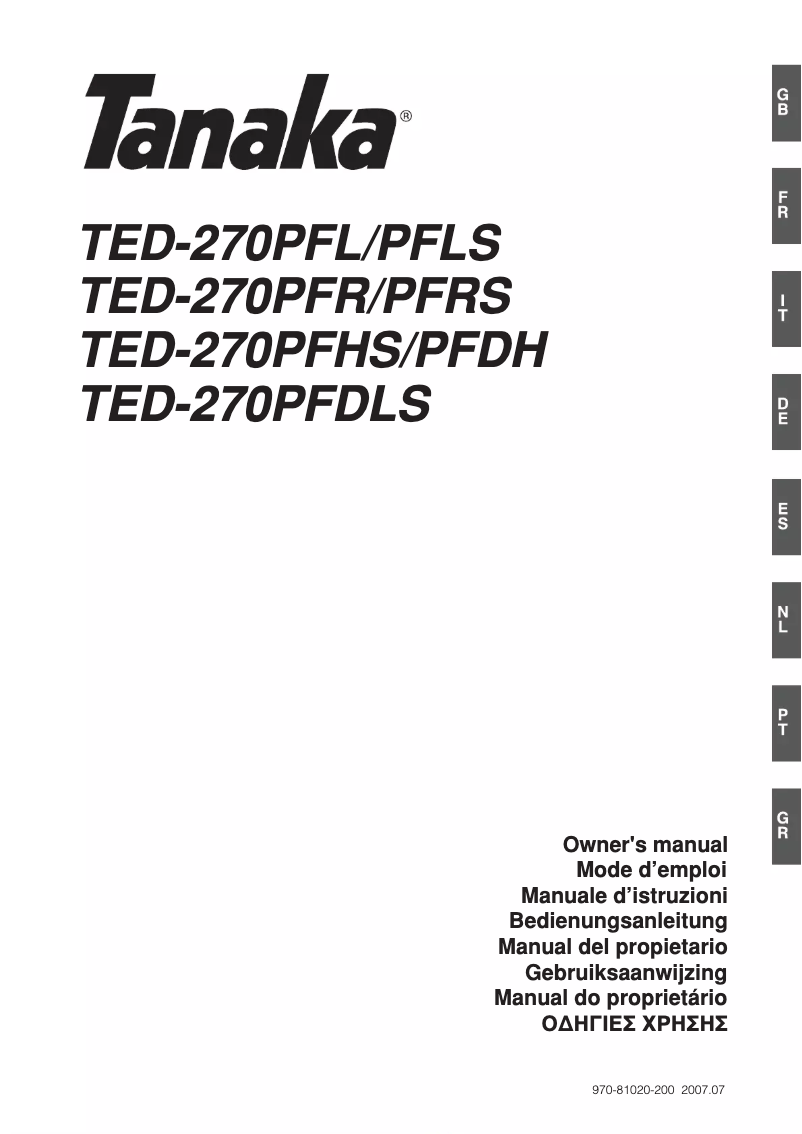 First page image of the manual for TED-270PFDH