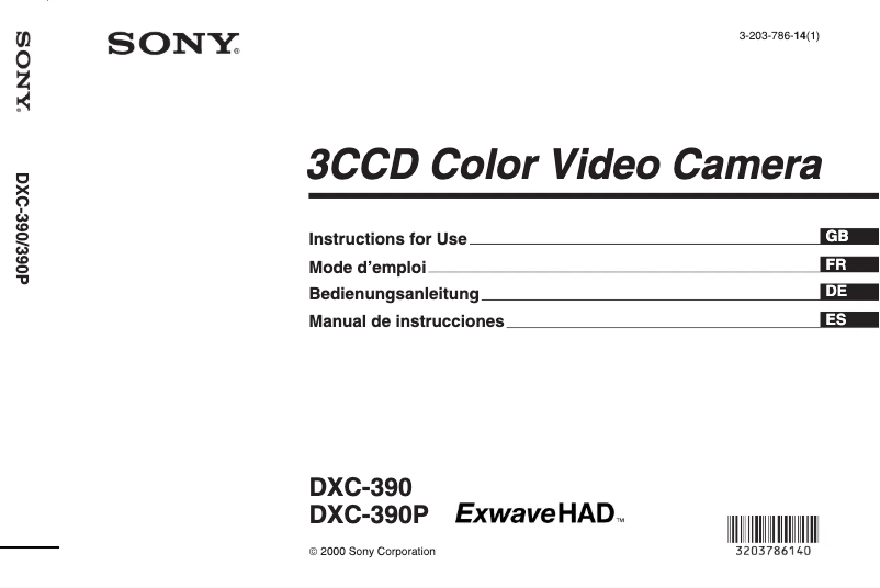 Page 1 of the manual User Manual Sony DXC-390P