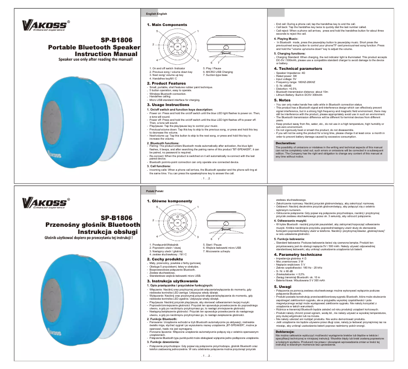 Page 1 of the manual User Manual Vakoss Nicht kategorisiert