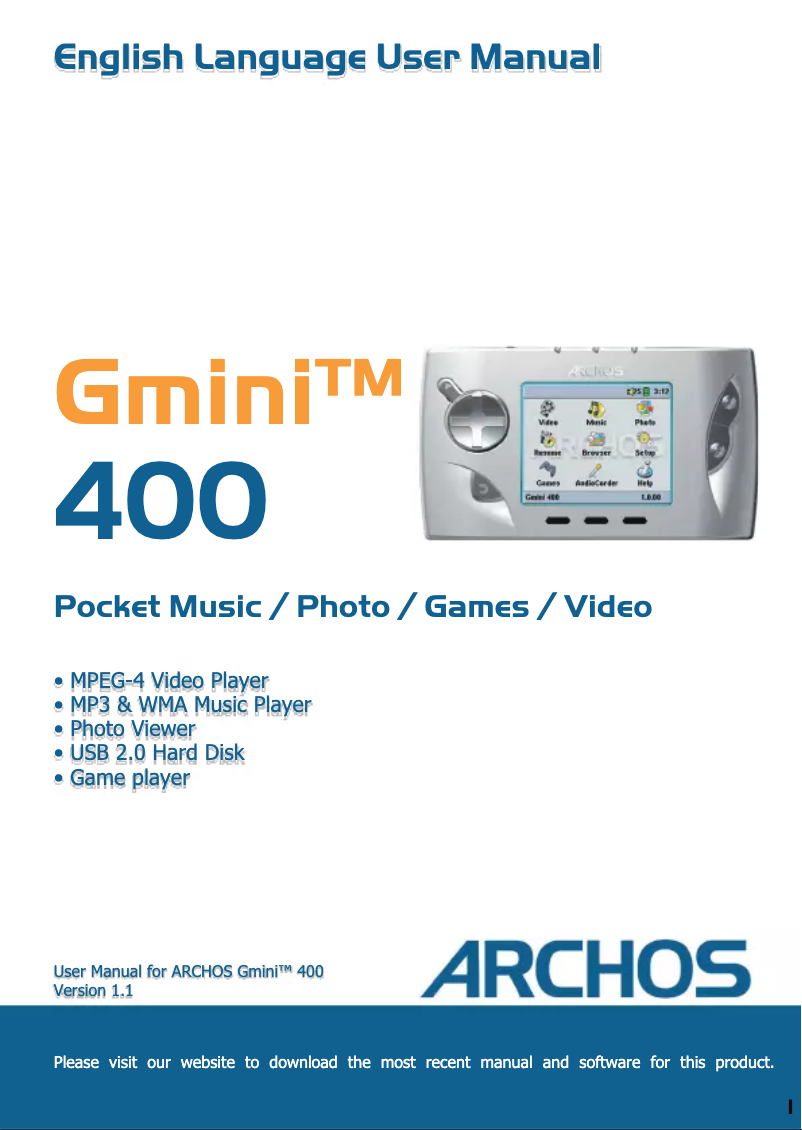First page image of the manual for Gmini 400