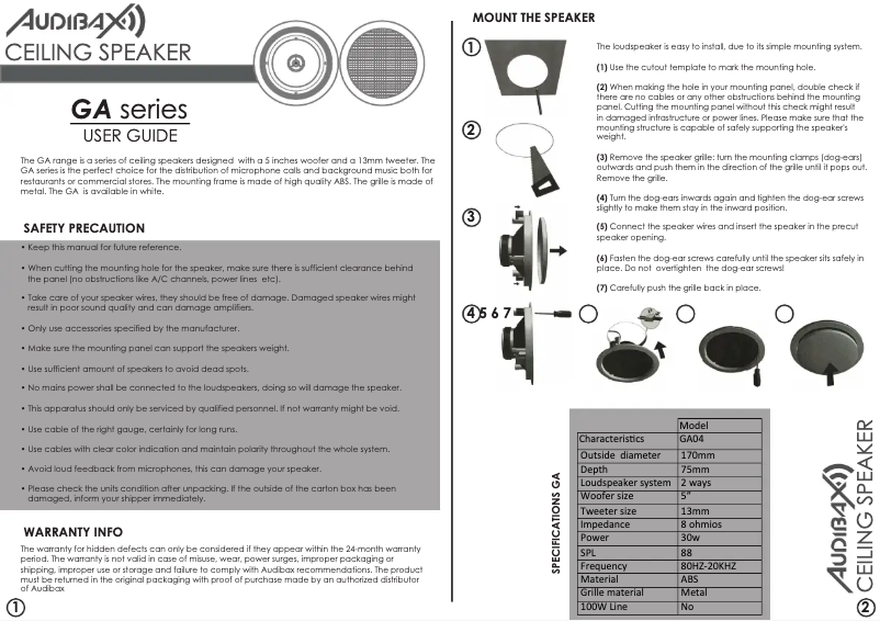 First page image of the manual for GA04