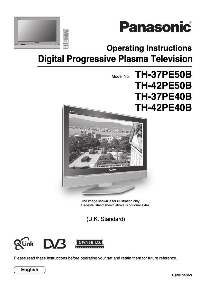 First page image of the manual for Viera TH-37PE50B