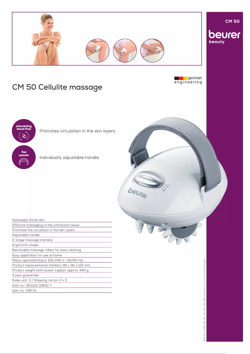Page 1 of the manual Technical Sheet Beurer CM 50