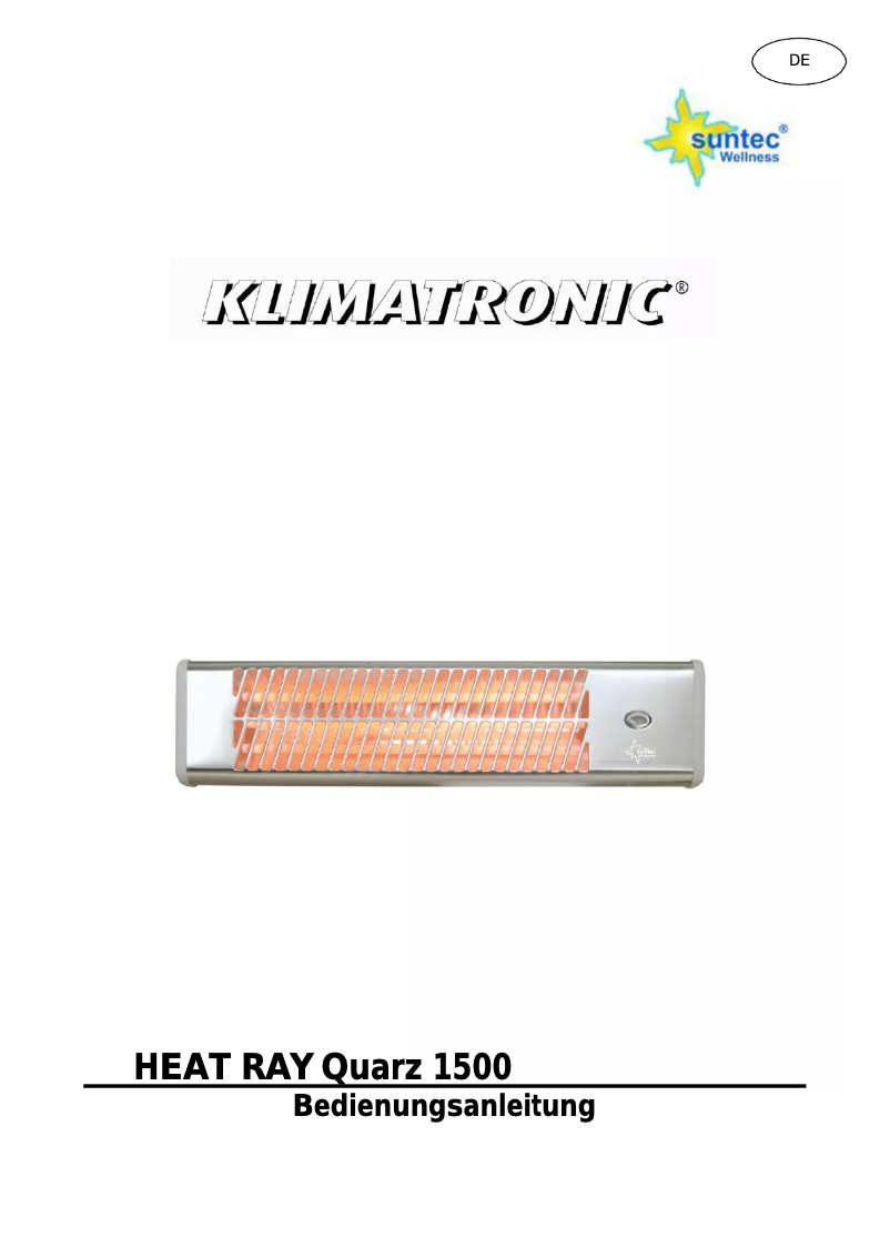 First page image of the manual for Heat Ray Quarz 1500