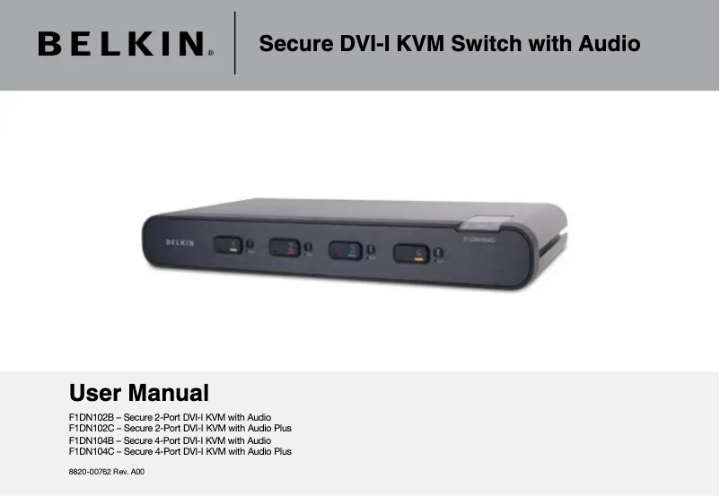 Page 1 de la notice Manuel utilisateur Belkin F1DN102B