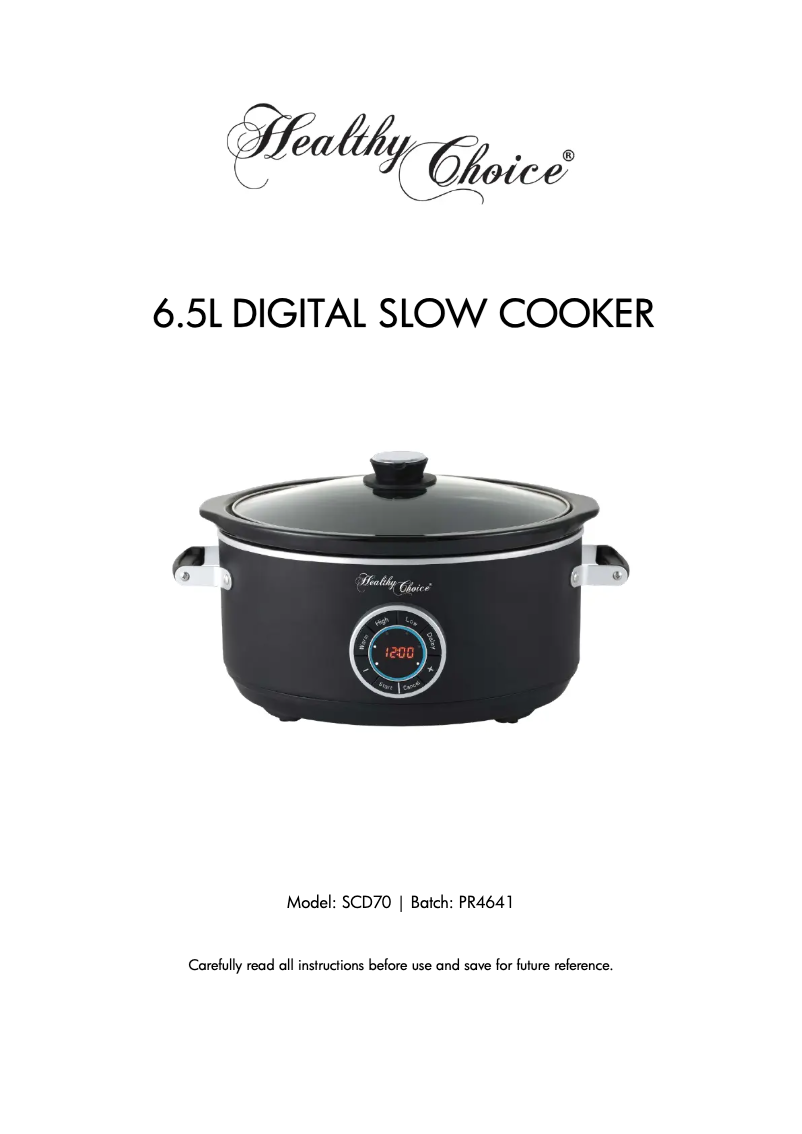 First page image of the manual for SCD70