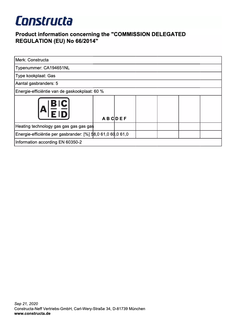 Page 1 of the manual User Manual Constructa CA194651NL