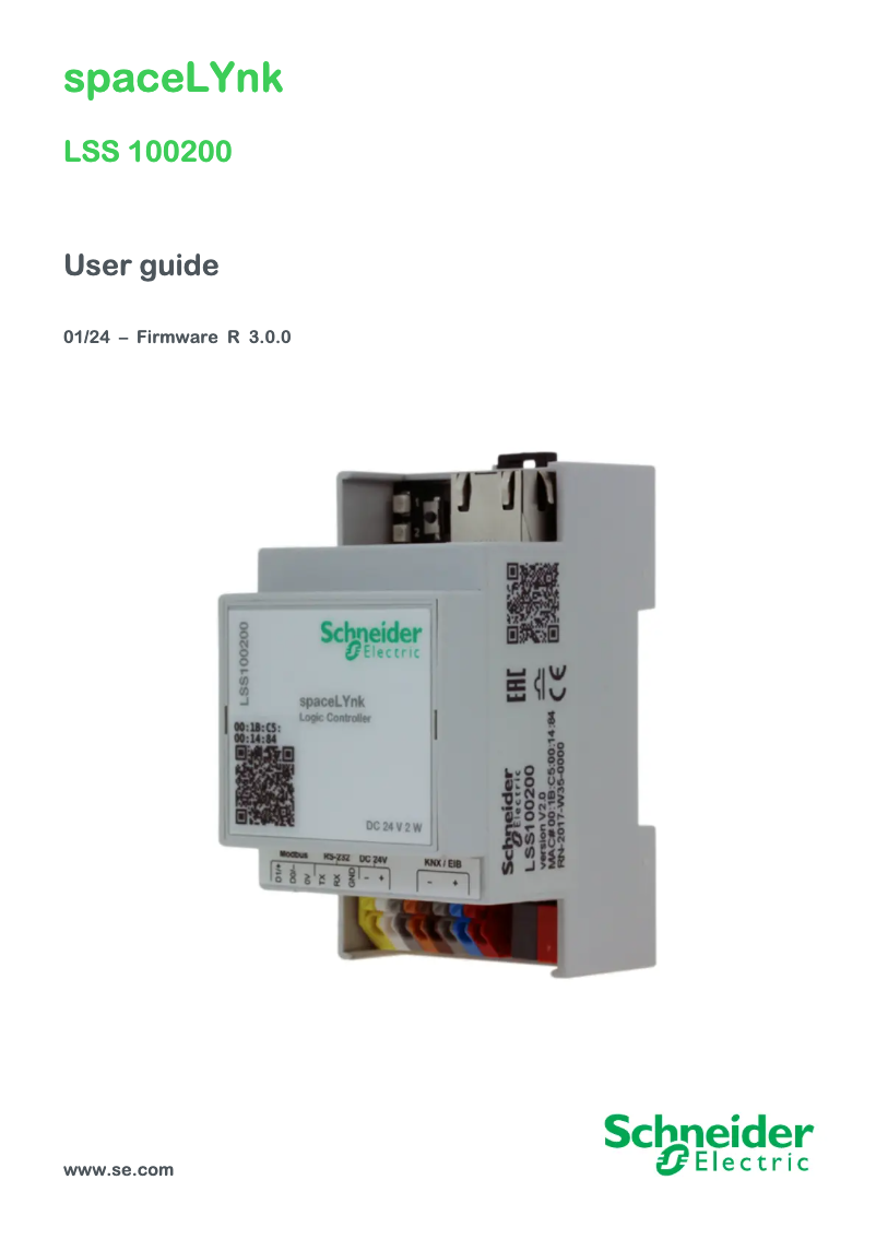 Page 1 of the manual User Manual Schneider LSS100200