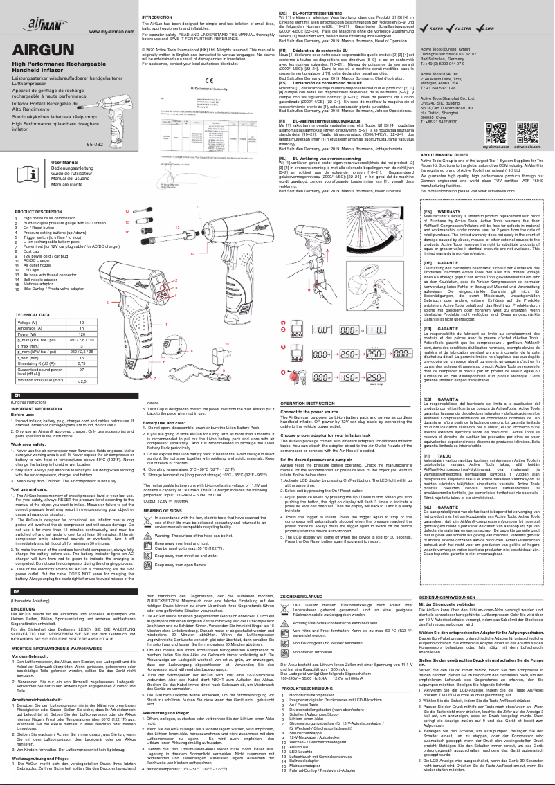 First page image of the manual for 55-032-001