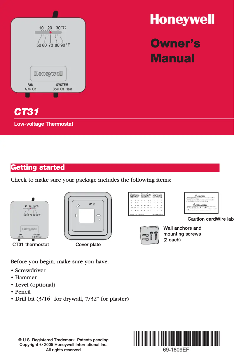 Page 1 of the manual User Manual Honeywell CT31