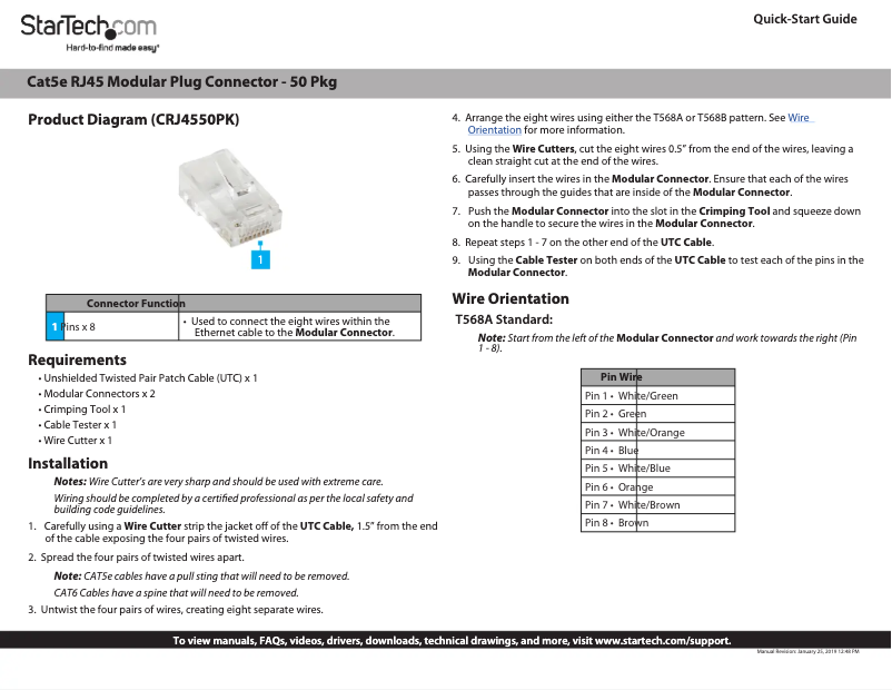 First page image of the manual for CRJ4550PK