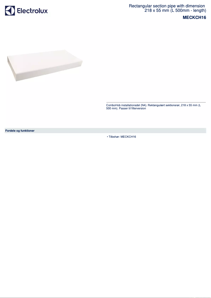 First page image of the manual for MECKCH16