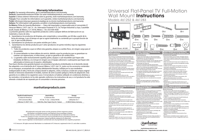 Page 1 of the manual User Manual Manhattan 461283