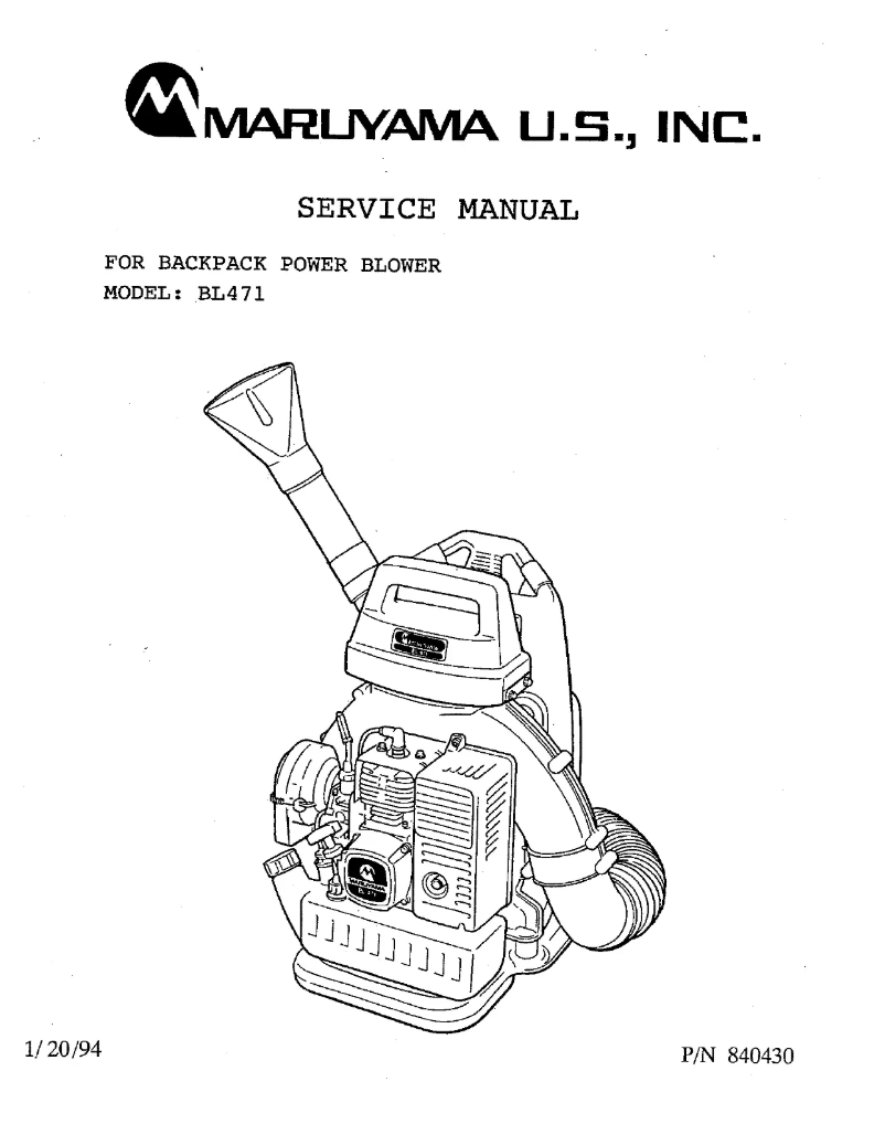 First page image of the manual for BL471