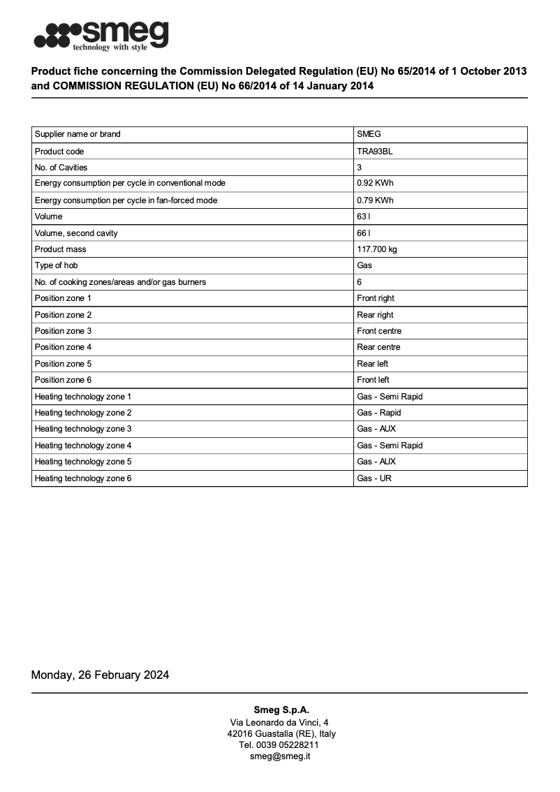 First page image of the manual for TRA93BL