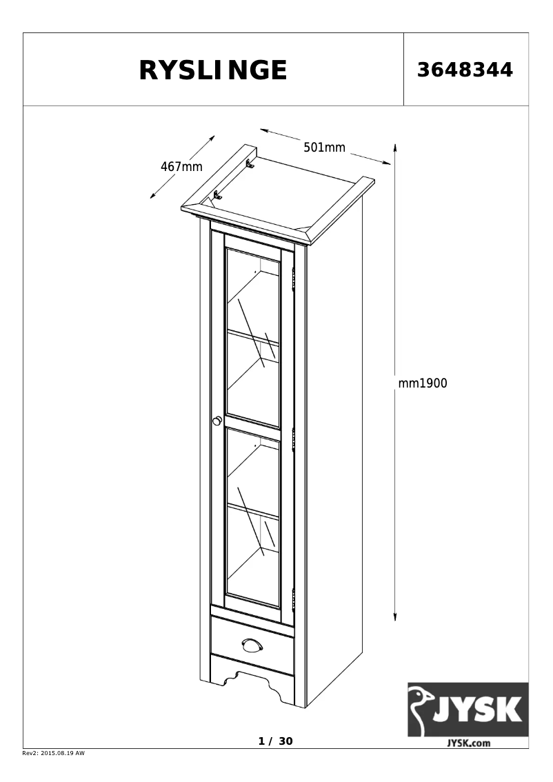First page image of the manual for Ryslinge (50x190x47)