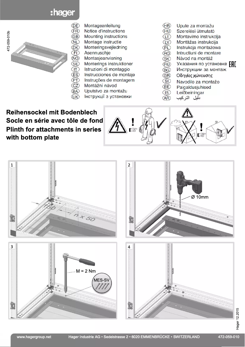 Page 1 of the manual User Manual Hager FG25XF