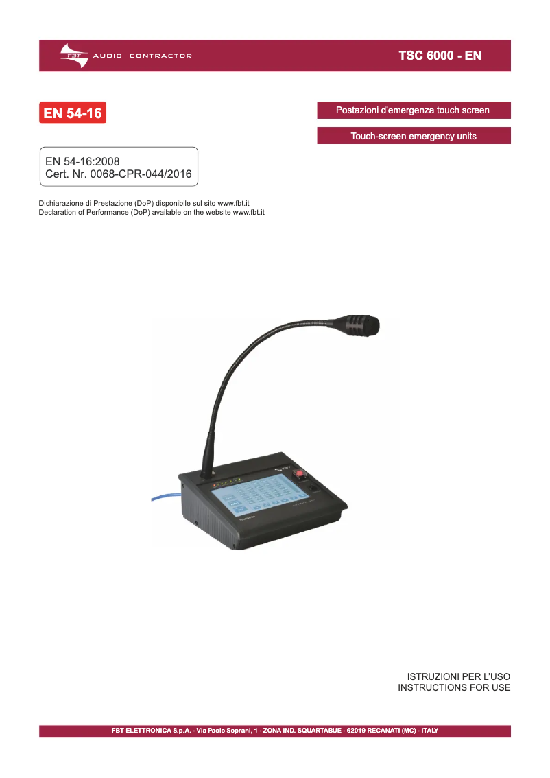 First page image of the manual for TSC 6000