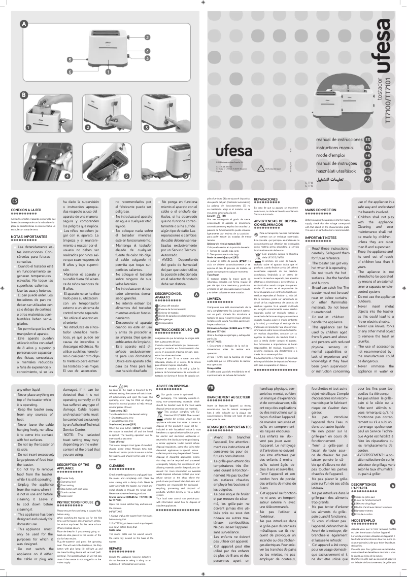 Page 1 of the manual User Manual Ufesa TT7101
