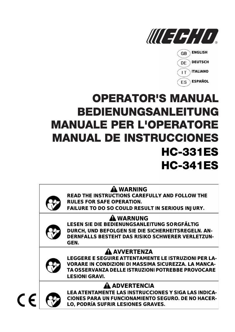 First page image of the manual for HC-331ES