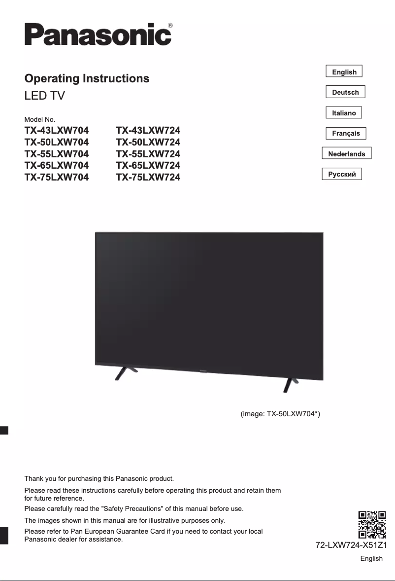Page 1 of the manual User Manual Panasonic TX-55LXW724