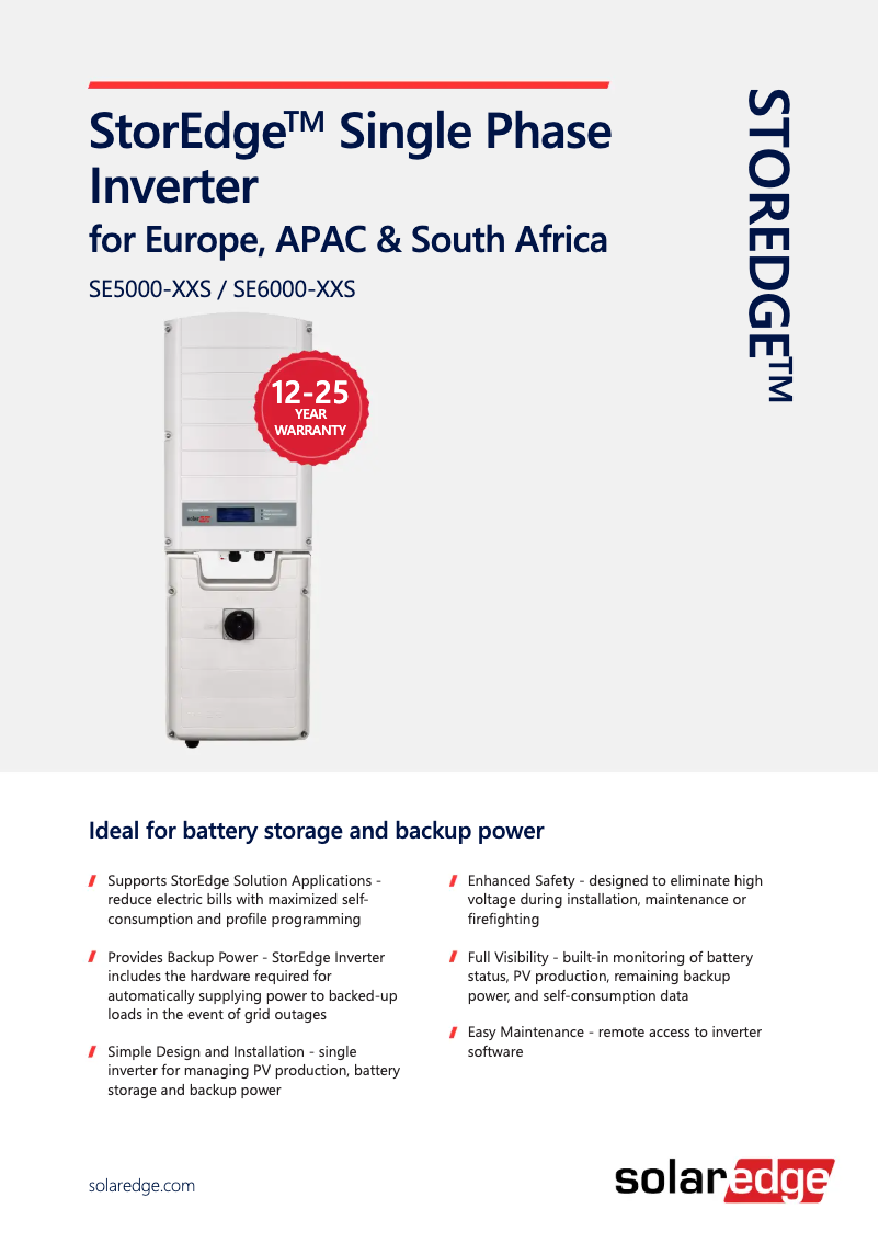 First page image of the manual for SE5000H-RWS00BNO4