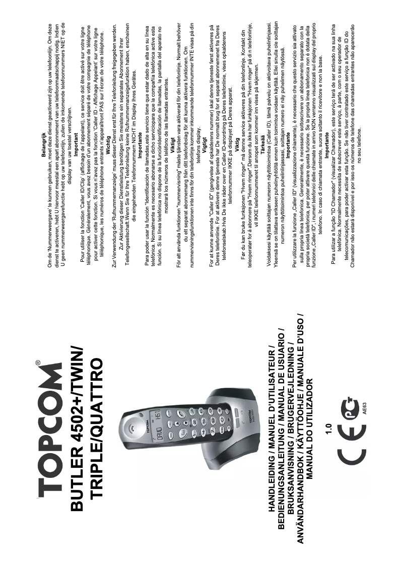 First page image of the manual for Butler 4502 Plus