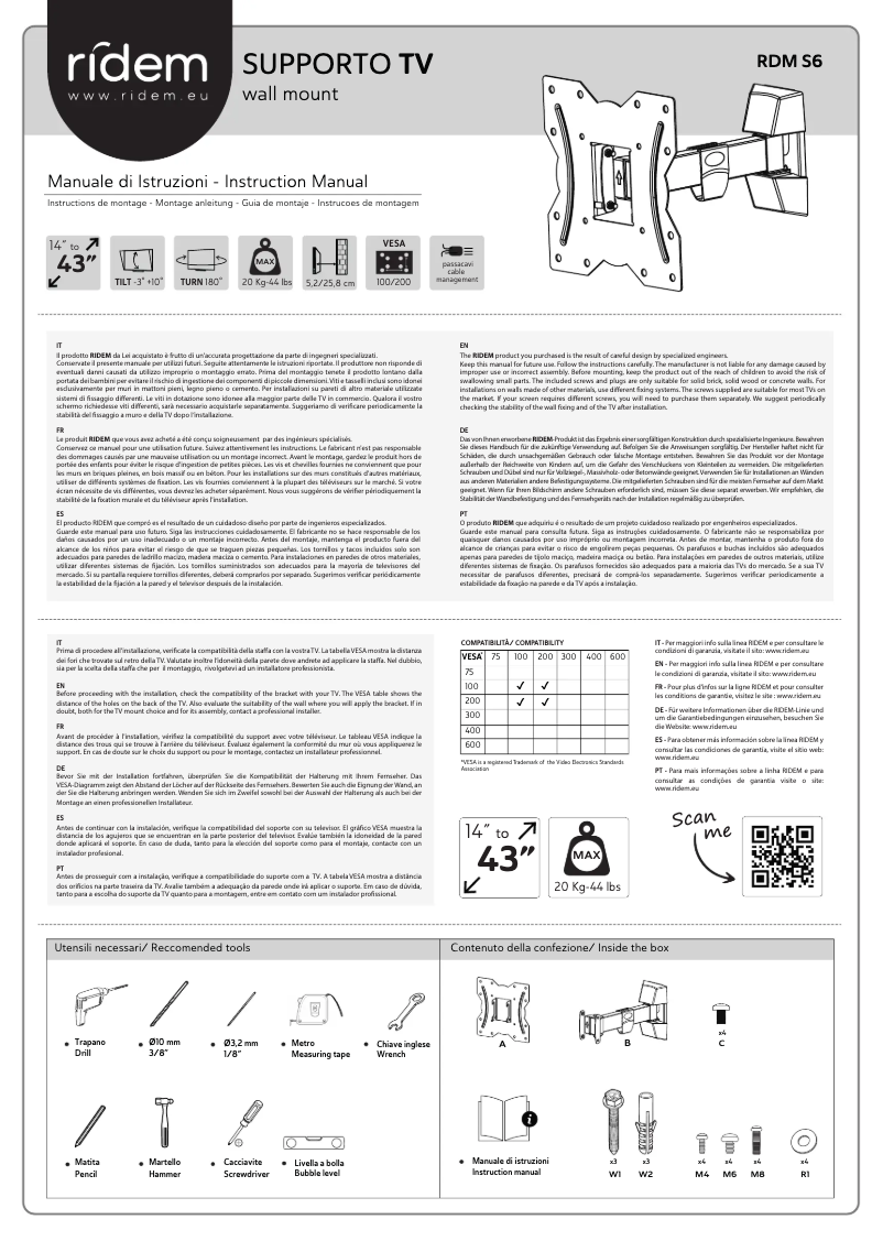 First page image of the manual for RDM S6