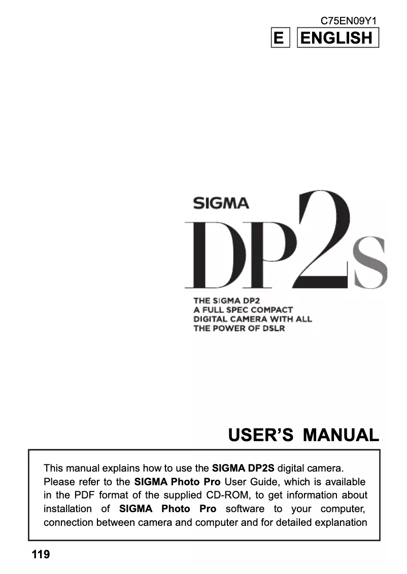 First page image of the manual for DP2s