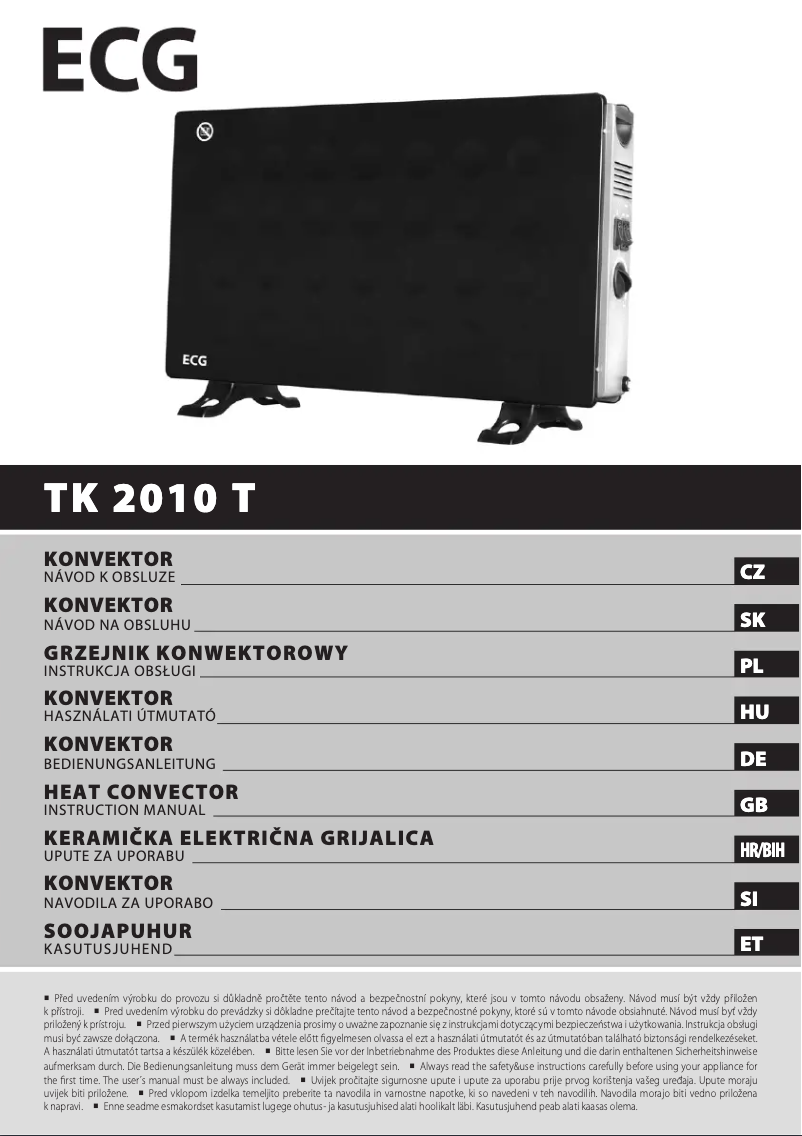 Page 1 of the manual User Manual ECG TK 2010 T