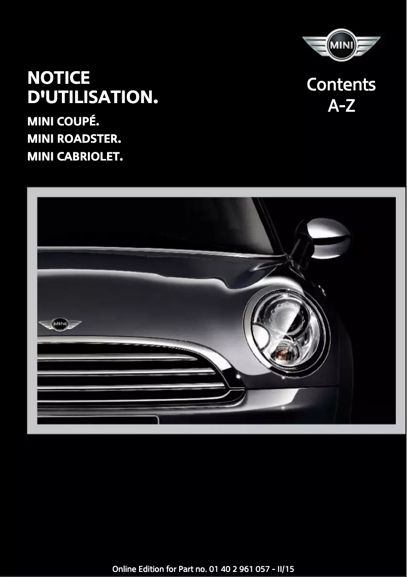 Page 1 of the manual User Manual Mini Roadster (2015)
