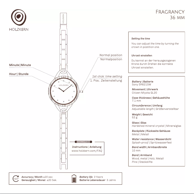 Page 1 of the manual User Manual Holzkern Frangipani