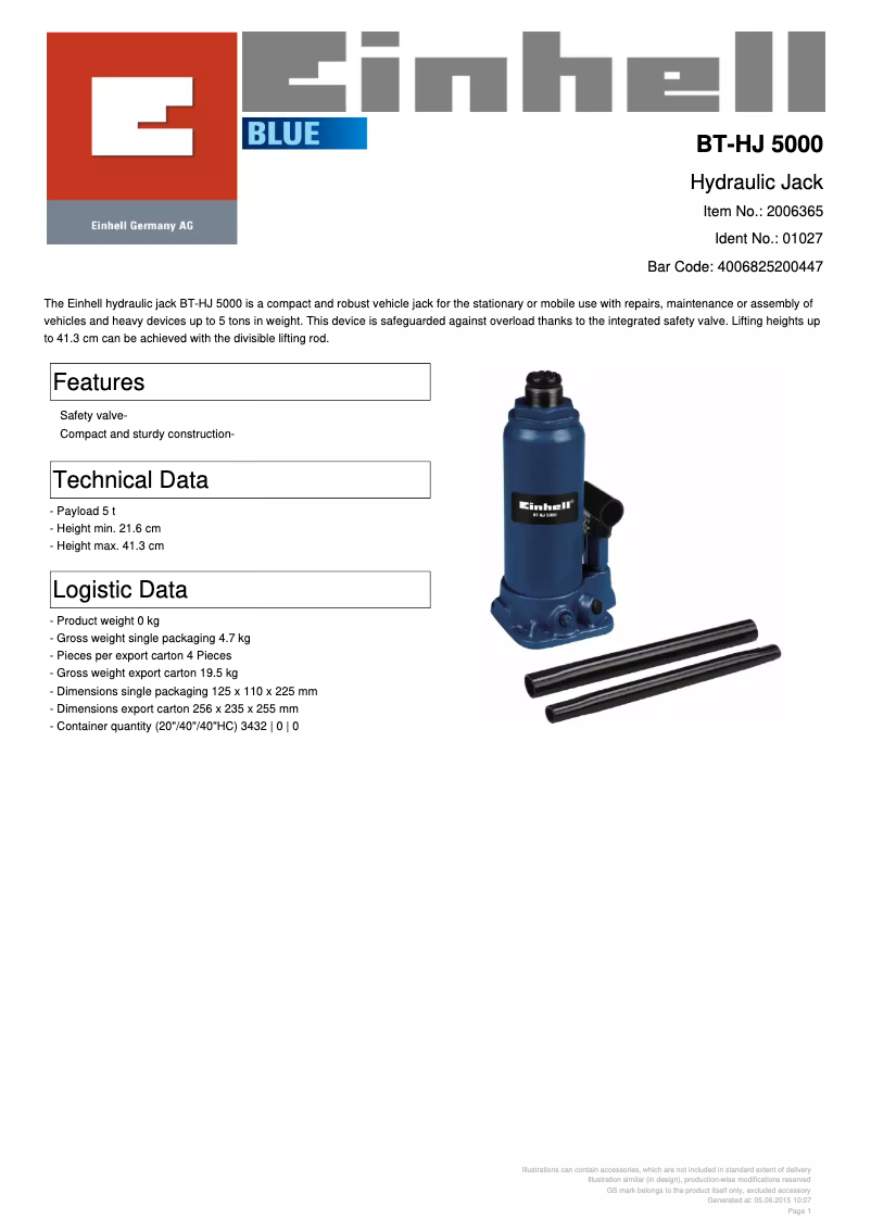 First page image of the manual for BT-HJ 5000