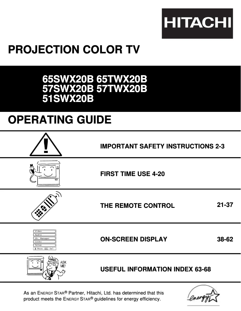 Page 1 of the manual User Manual Hitachi 51SWX20B