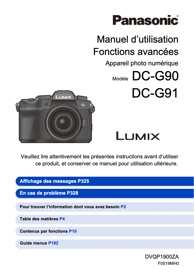 Page 1 of the manual User Manual Panasonic Lumix DC-G91