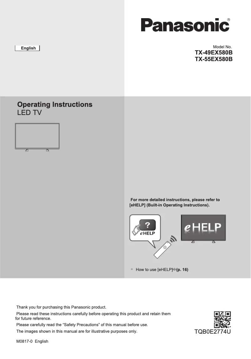 Page 1 of the manual Quick Start Guide Panasonic TX-55EX580B