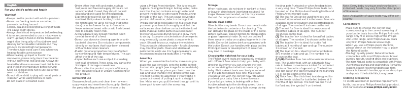 First page image of the manual for Avent SCF039