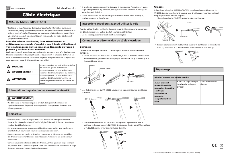 Page 1 of the manual User Manual Shimano EW-SD300