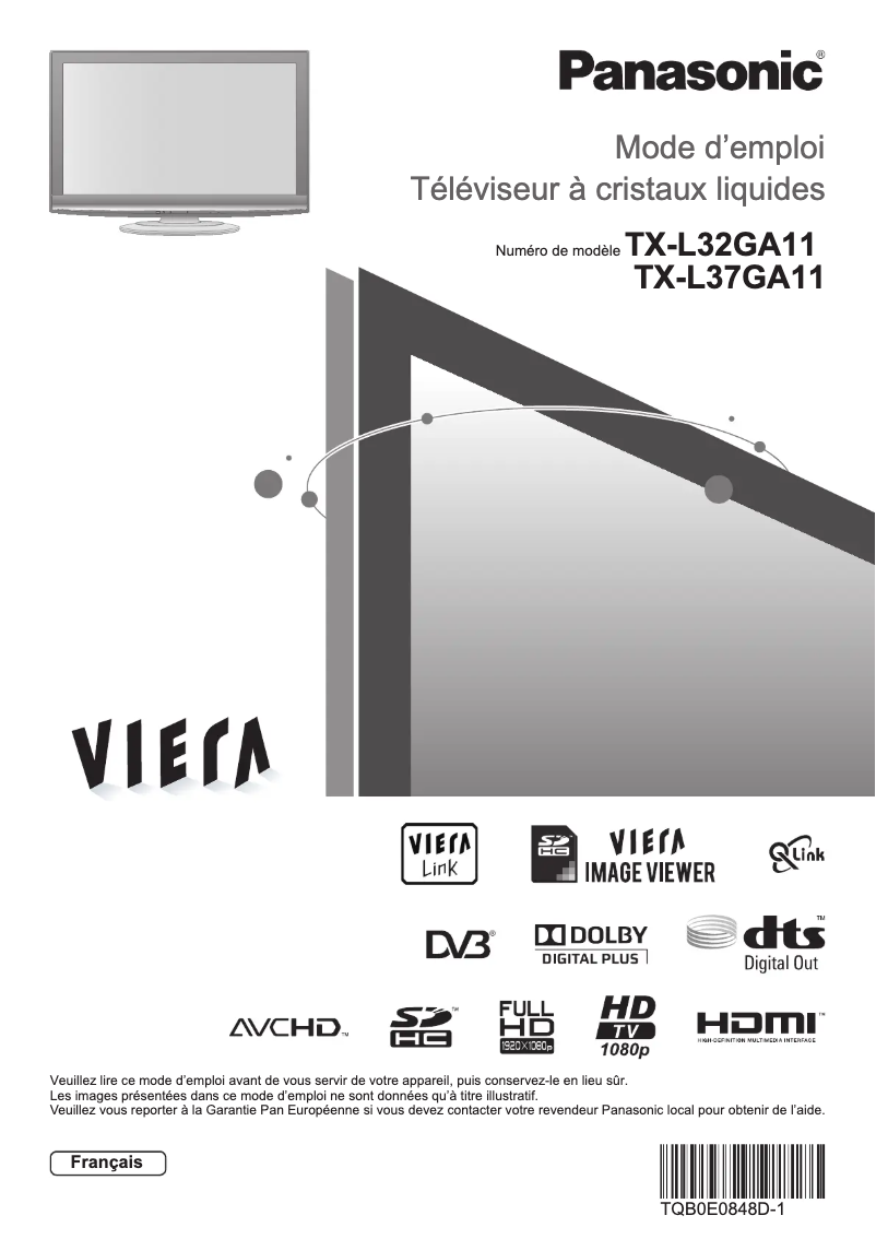 Page 1 of the manual User Manual Panasonic Viera TX-L37GA11