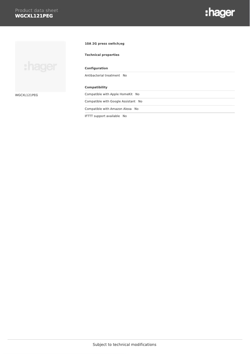 First page image of the manual for WGCXL121PEG